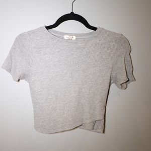 Gray Silence + Noise Crop Top Tee